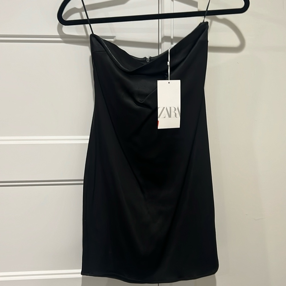 Zara strapless satin mini dress (S)